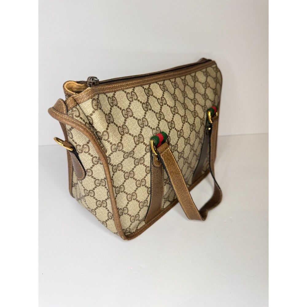 Vintage Gucci GG Supreme Web Sherry Line PVC Boston Bag Purse Italy - Picture 3 of 15